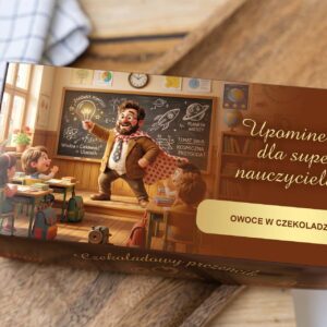 Czekoladowy upominek dla SUPER NAUCZYCIELA. Owoce w czekoladzie 300g